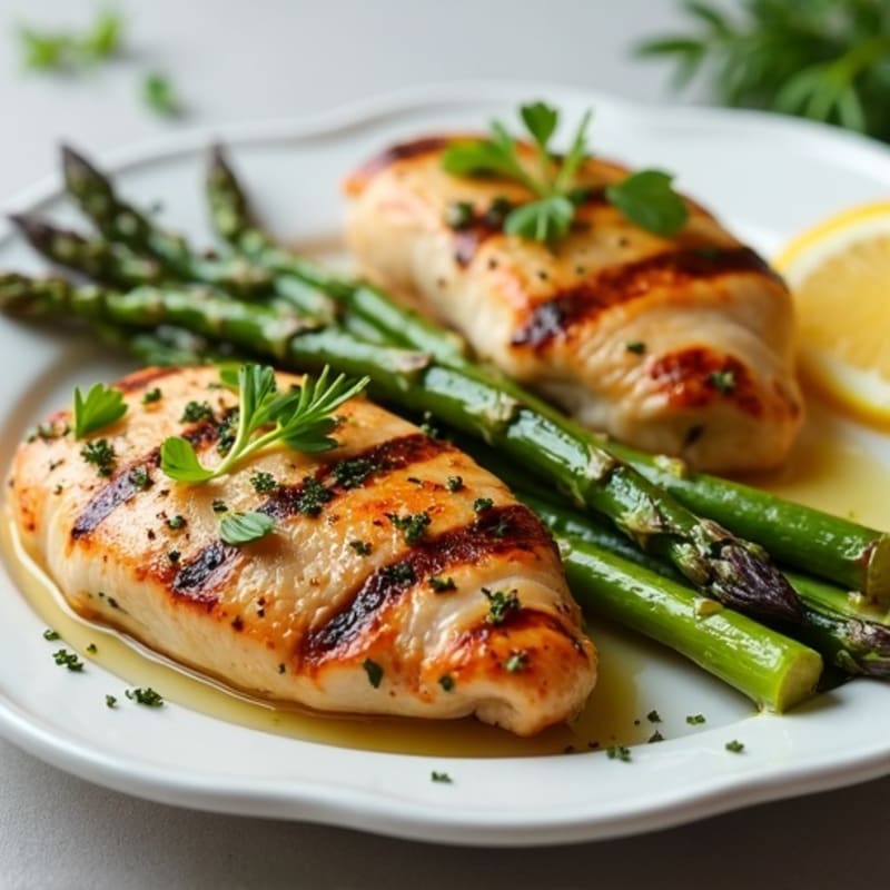 Tender Grilled Chicken with Lemon-Herb Roasted Asparagus