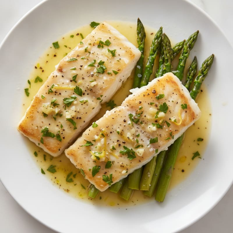 Baked Cod with Lemon-Herb Sauce