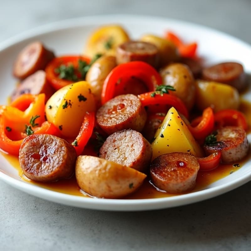 Sheet Pan Roasted Sausage and Potatoes with Bell Peppers