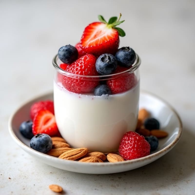 Greek Yogurt Parfait with Mixed Berries and Crunchy Almonds