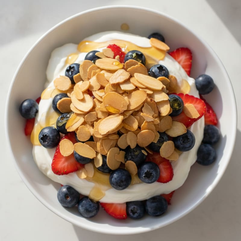 Creamy Greek Yogurt Parfait with Berries and Almonds