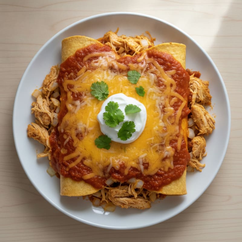 Chicken and Cheese Enchiladas with Red Sauce