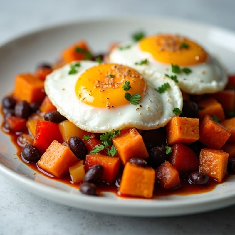 Crispy Sweet Potato Hash with Poached Eggs