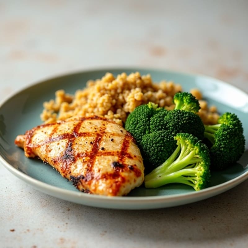 Grilled Chicken Breast with Quinoa and Steamed Broccoli