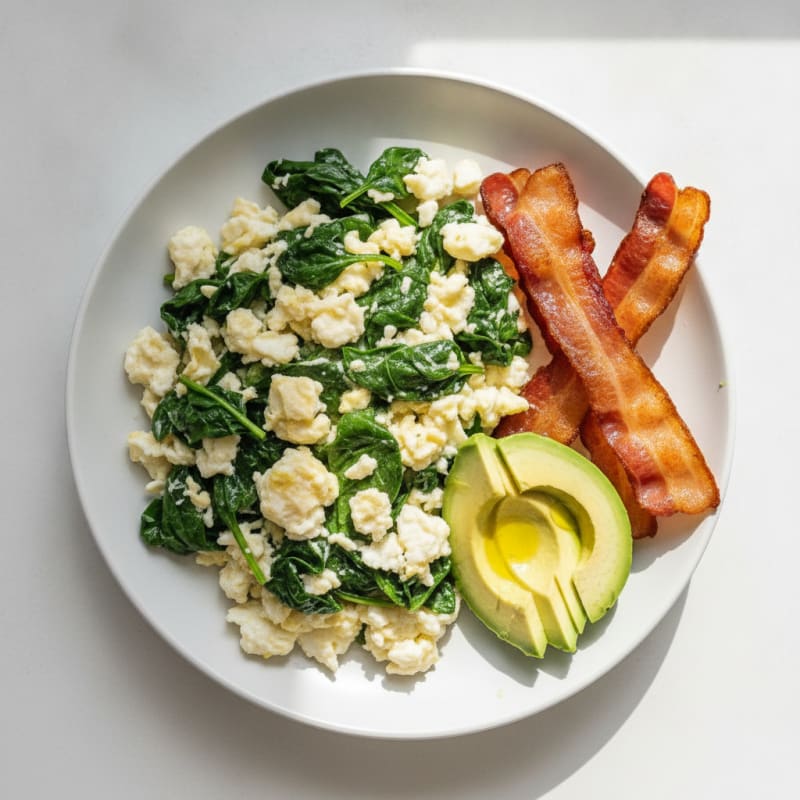 Egg White Scramble with Spinach and Turkey Bacon
