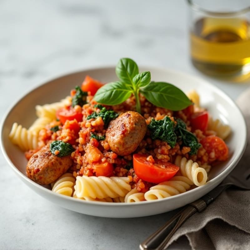 Hearty Lean Sausage Ragu with Whole Wheat Pasta