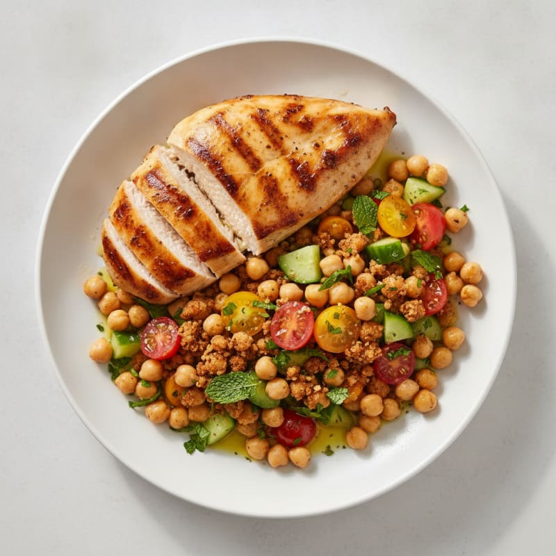 Grilled Chicken Breast with Crunchy Chickpea Salad