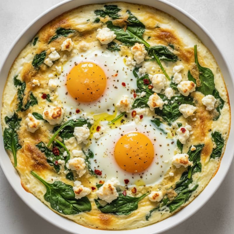 Baked Eggs with Spinach and Feta