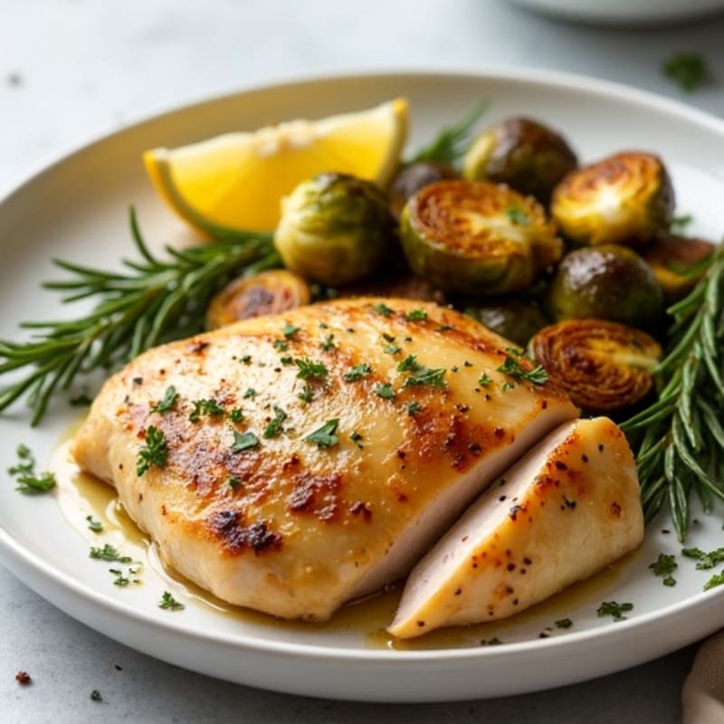 Lemon-Herb Roasted Chicken with Crispy Brussels Sprouts