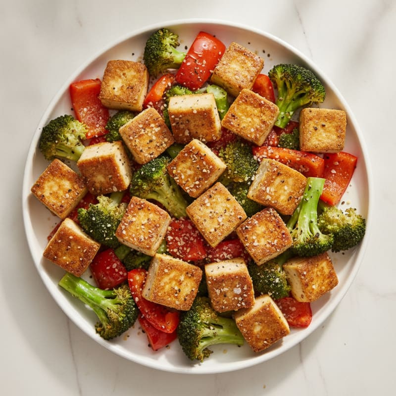 Pan-Seared Tofu with Roasted Vegetables