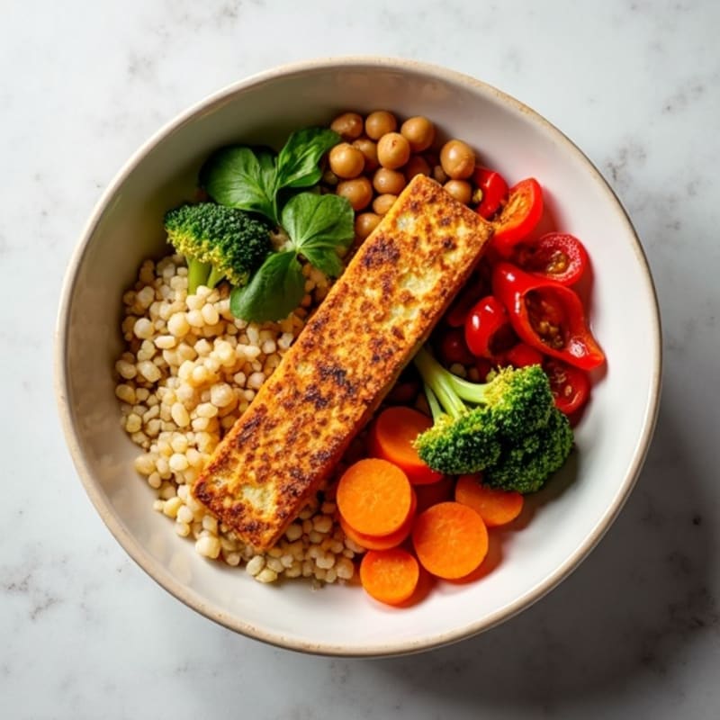 Crispy Tofu and Roasted Vegetable Buddha Bowl