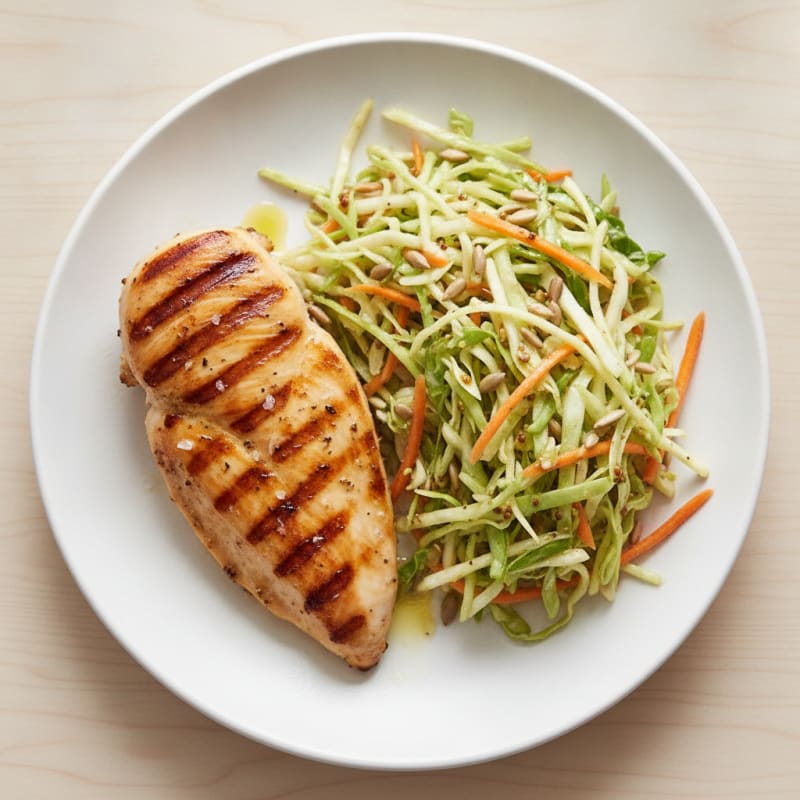 Grilled Chicken Breast with Crunchy Cabbage Slaw