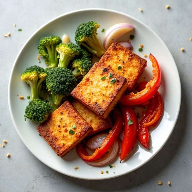 Crispy Baked Tofu with Roasted Vegetables