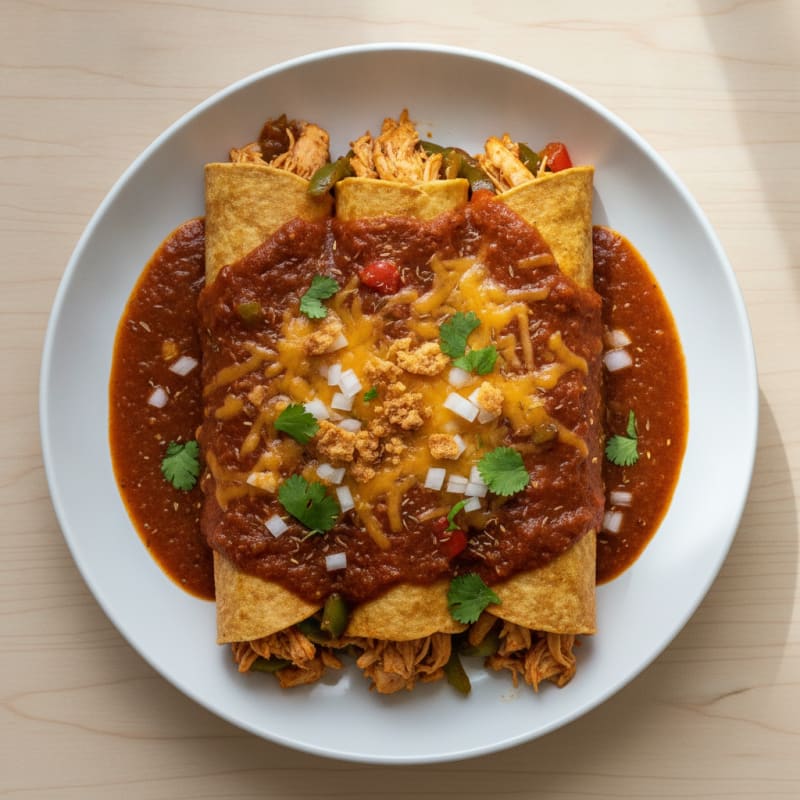 Chicken Enchiladas with Red Chili Sauce