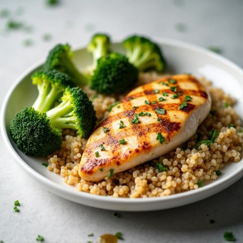 Grilled Chicken Breast with Quinoa and Steamed Broccoli