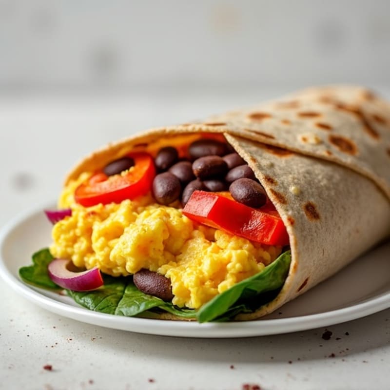 Hearty Scrambled Egg and Roasted Vegetable Breakfast Burrito