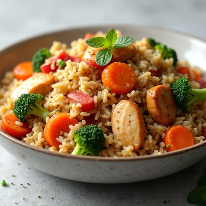 Savory Chicken and Vegetable Brown Rice Skillet