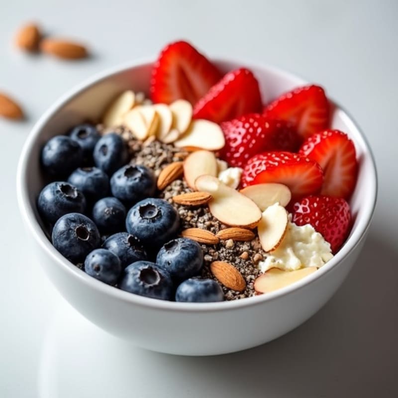 Cottage Cheese Berry Bowl with Almonds