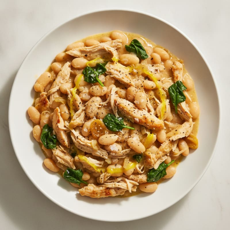Shredded Chicken with White Bean Ragout
