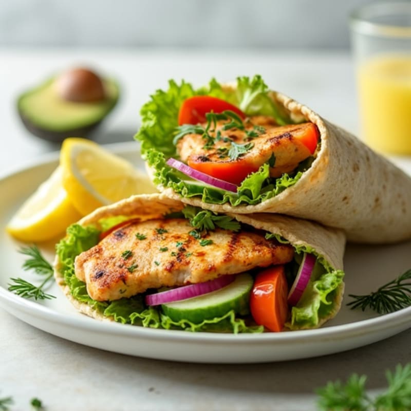 Grilled Herb-Lemon Chicken Wrap with Fresh Vegetables