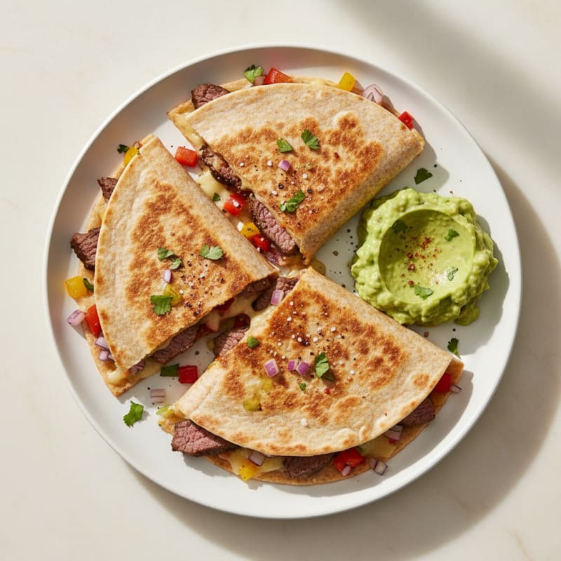 Carne Asada Quesadillas with Guacamole
