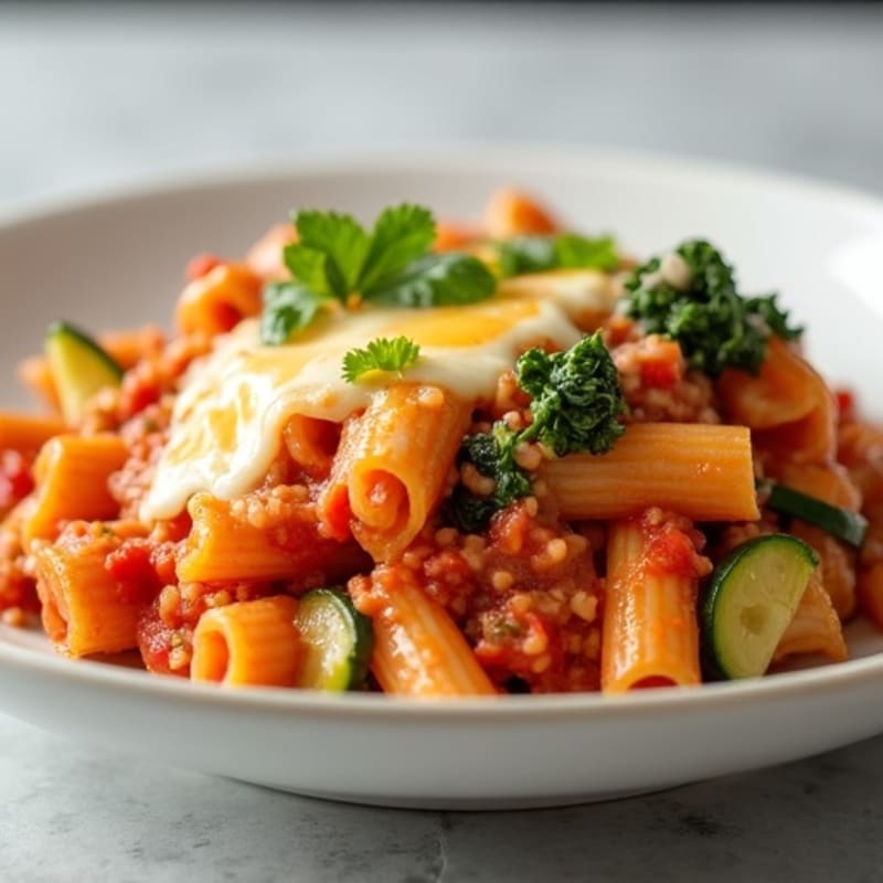 Cheesy Baked Ziti with Lean Ground Turkey and Veggies