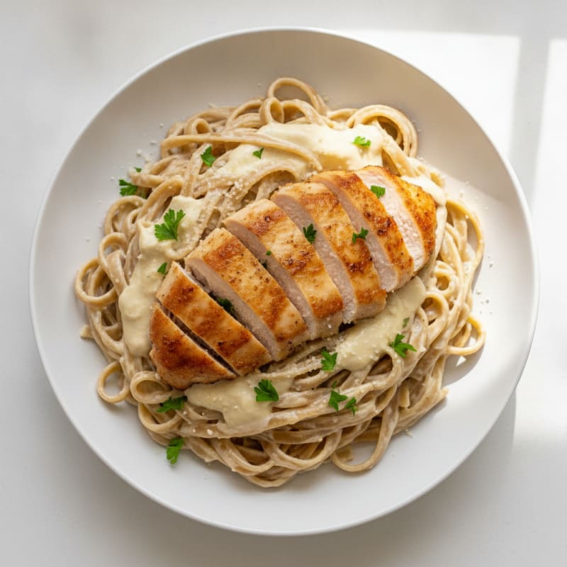 Chicken Thigh Alfredo with Fettuccine