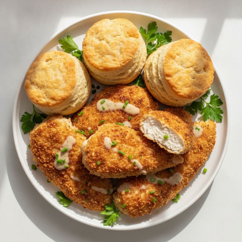 Buttermilk Fried Chicken with Fluffy Biscuits
