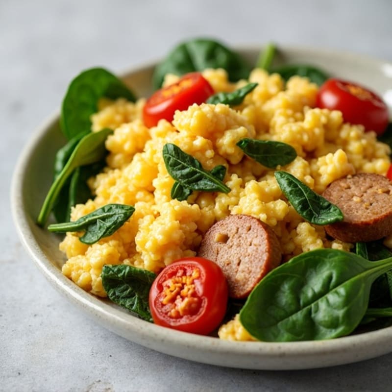 Egg White and Turkey Sausage Scramble with Spinach
