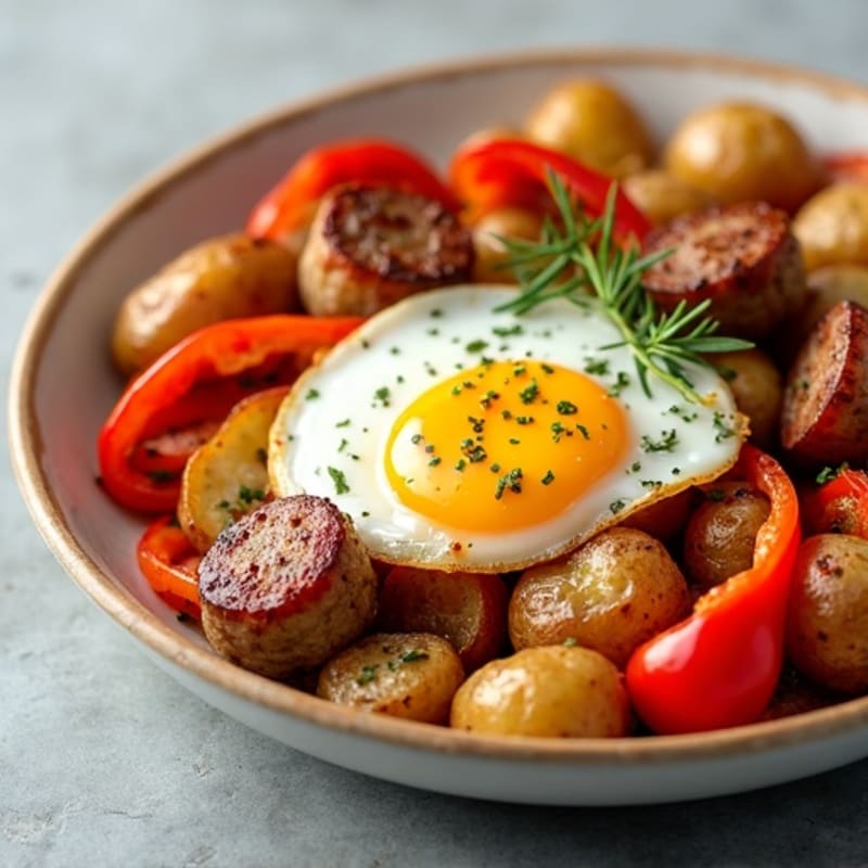 Sheet Pan Crispy Roasted Potatoes with Chicken Sausage and Bell Peppers