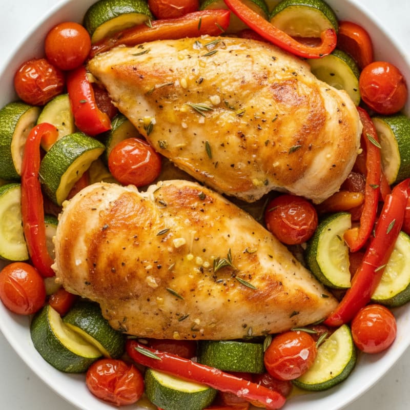 Lemon-Herb Roasted Chicken with Summer Vegetables