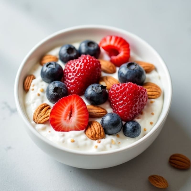 Creamy Greek Yogurt with Fresh Berries and Crunchy Almonds