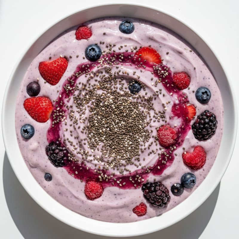 Greek Yogurt Protein Smoothie with Mixed Berries and Chia Seeds