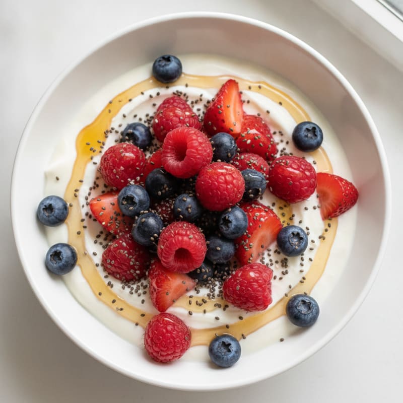 Greek Yogurt with Mixed Berries and Chia Seeds