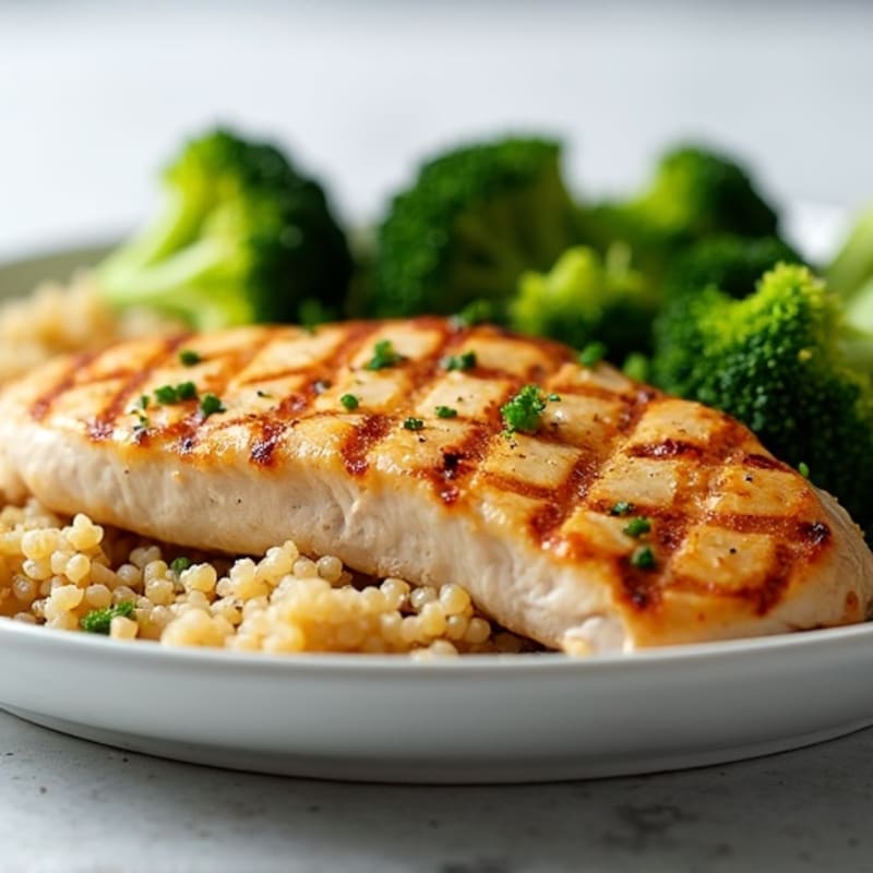 Grilled Chicken Breast with Quinoa and Steamed Broccoli