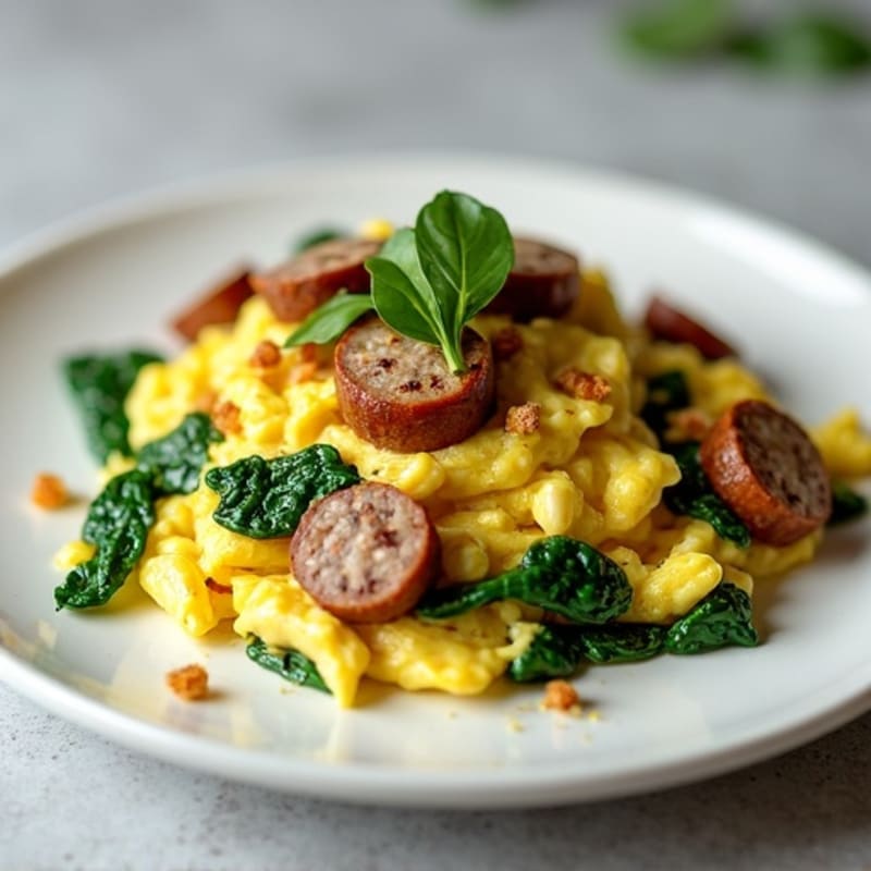 Egg White Scramble with Spinach and Turkey Sausage