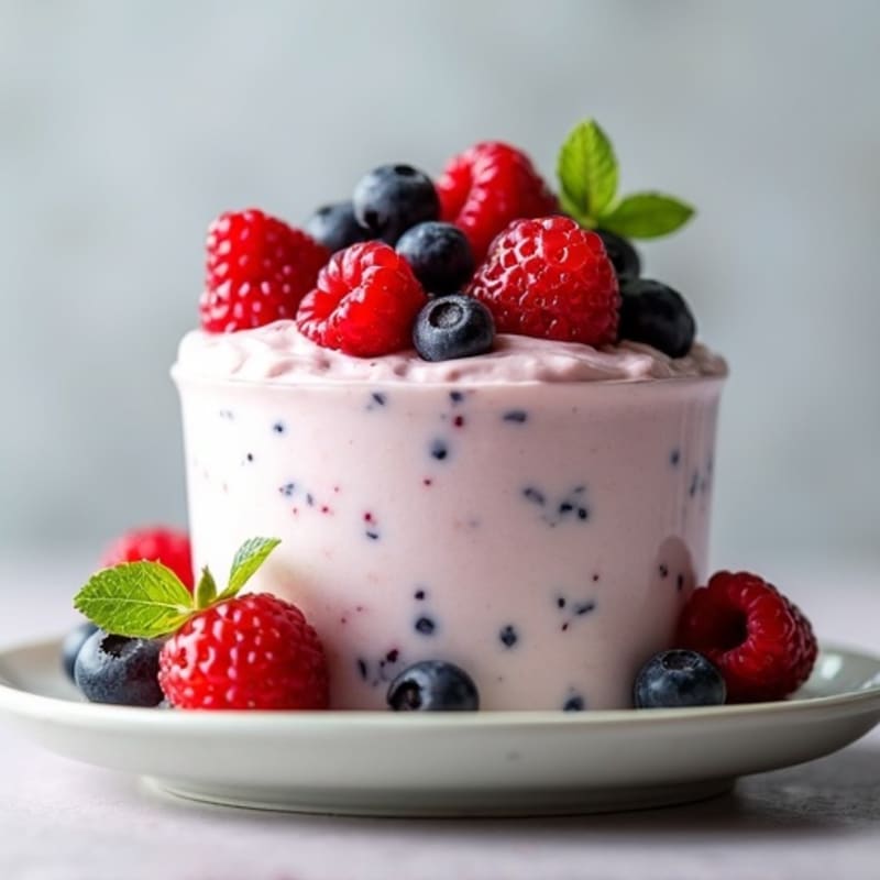Greek Yogurt Protein Mousse with Mixed Berries