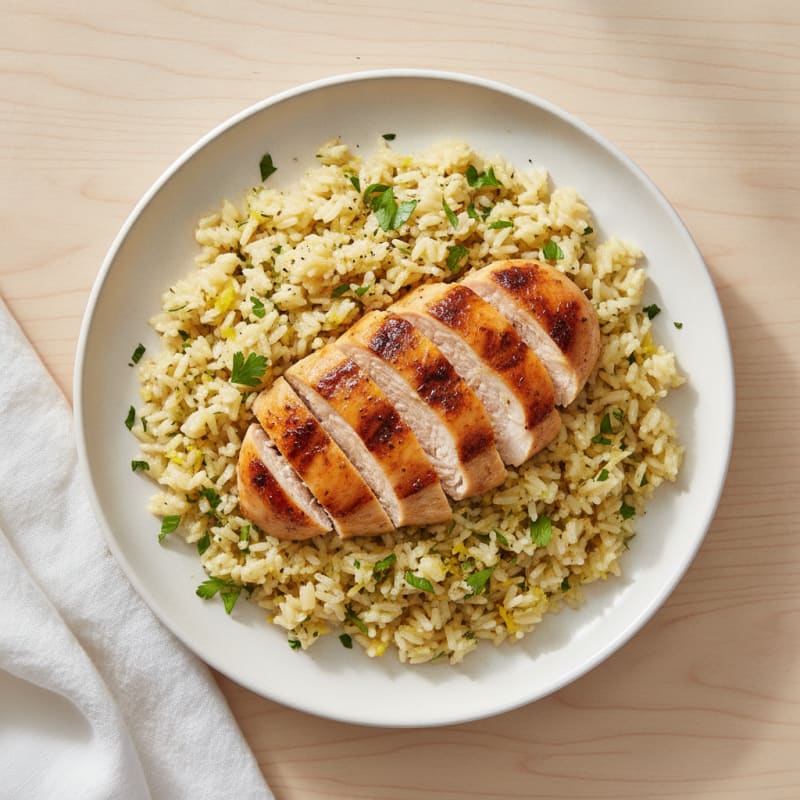 Lemon Herb Rice Pilaf with Roasted Chicken