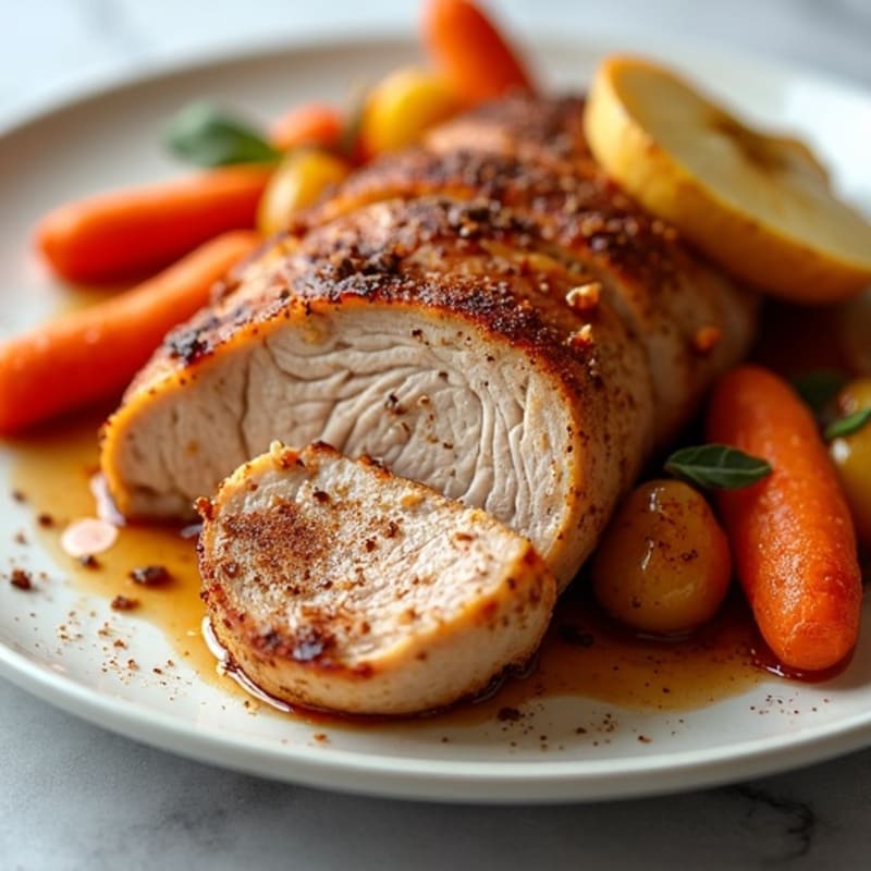 Sheet Pan Cinnamon-Spiced Pork Tenderloin with Roasted Apples and Root Vegetables