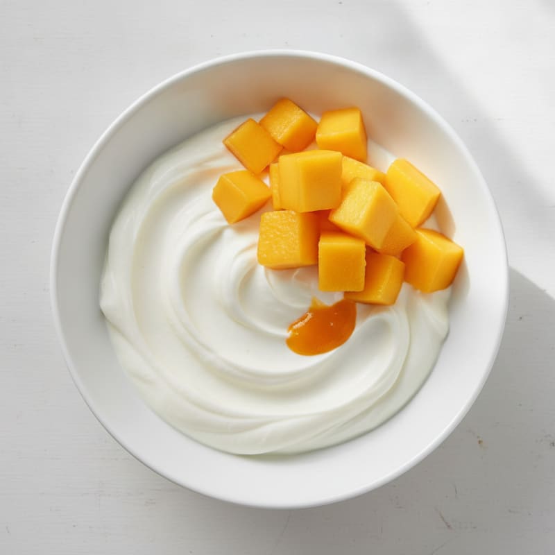 Creamy Vanilla Greek Yogurt with Fresh Mango