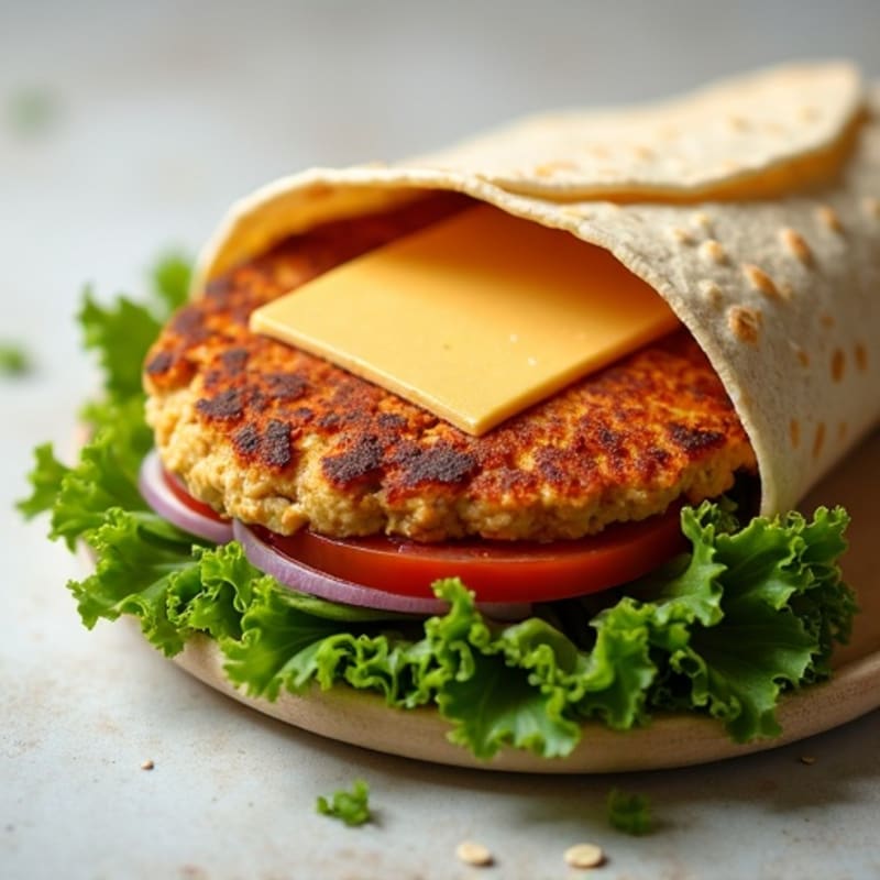Crispy Veggie Burger Wrap with Fresh Greens