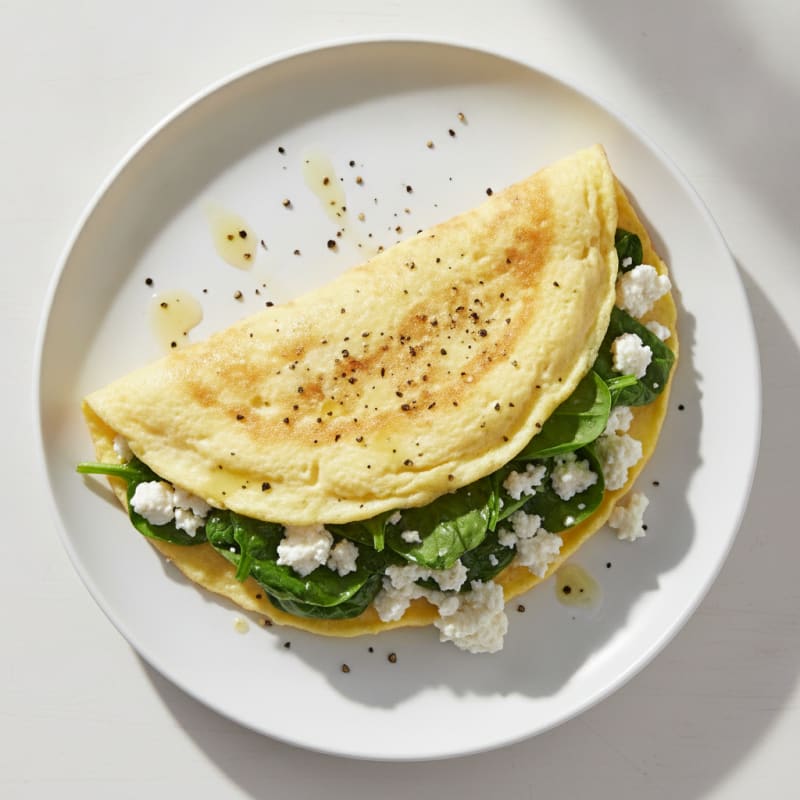 Egg White Spinach Omelette with Cottage Cheese