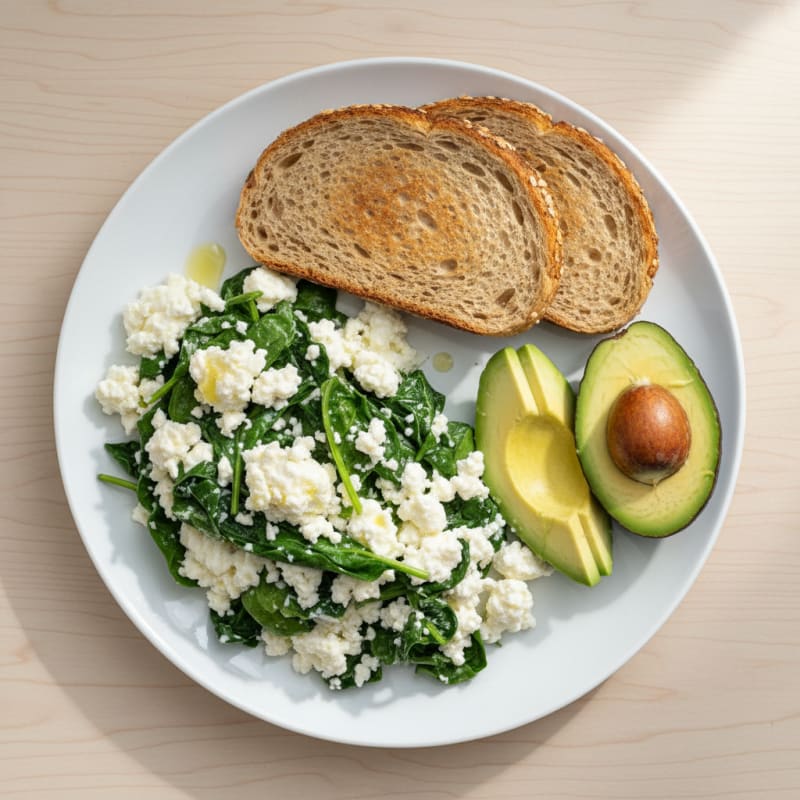 Egg White and Spinach Scramble with Cottage Cheese