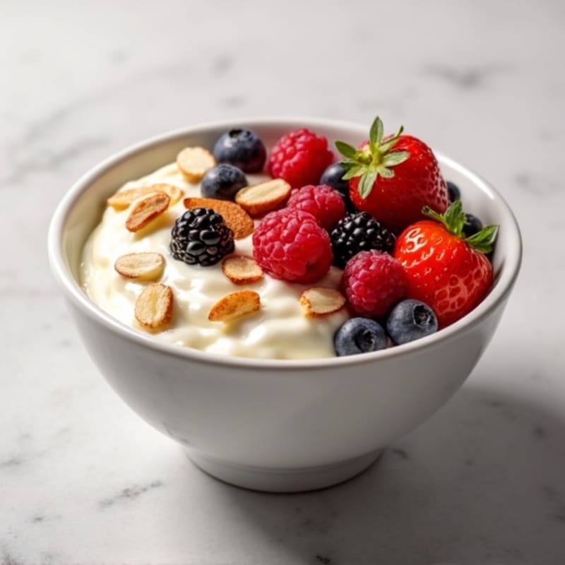 Creamy Cottage Cheese with Fresh Berries and Toasted Almonds