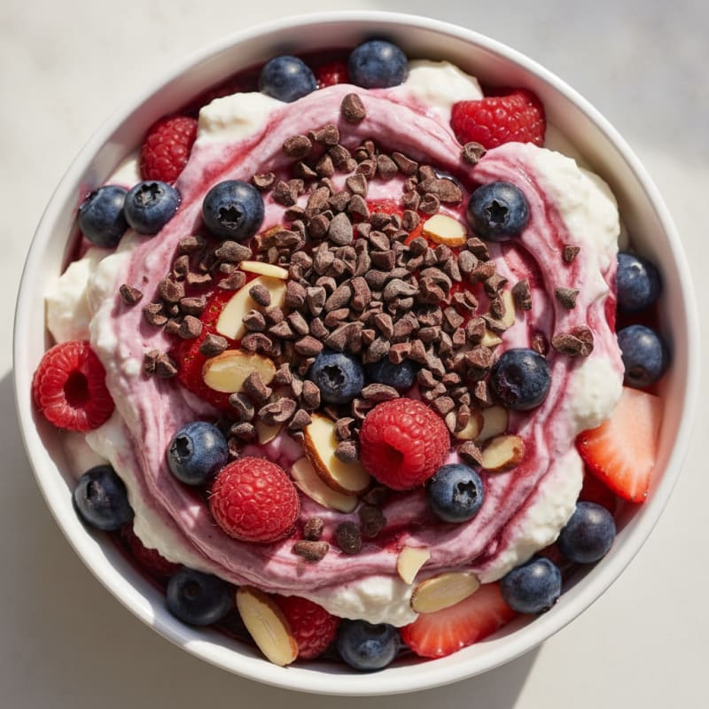 Greek Yogurt Protein Mousse with Mixed Berries