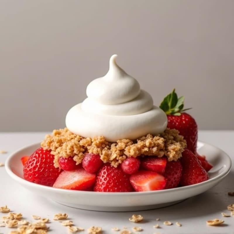 Strawberry Protein Crumble with Creamy Greek Yogurt Swirl