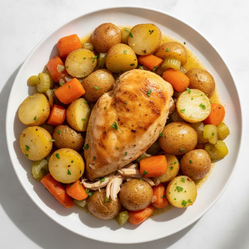 Slow Cooker Herb-Roasted Chicken and Root Vegetables
