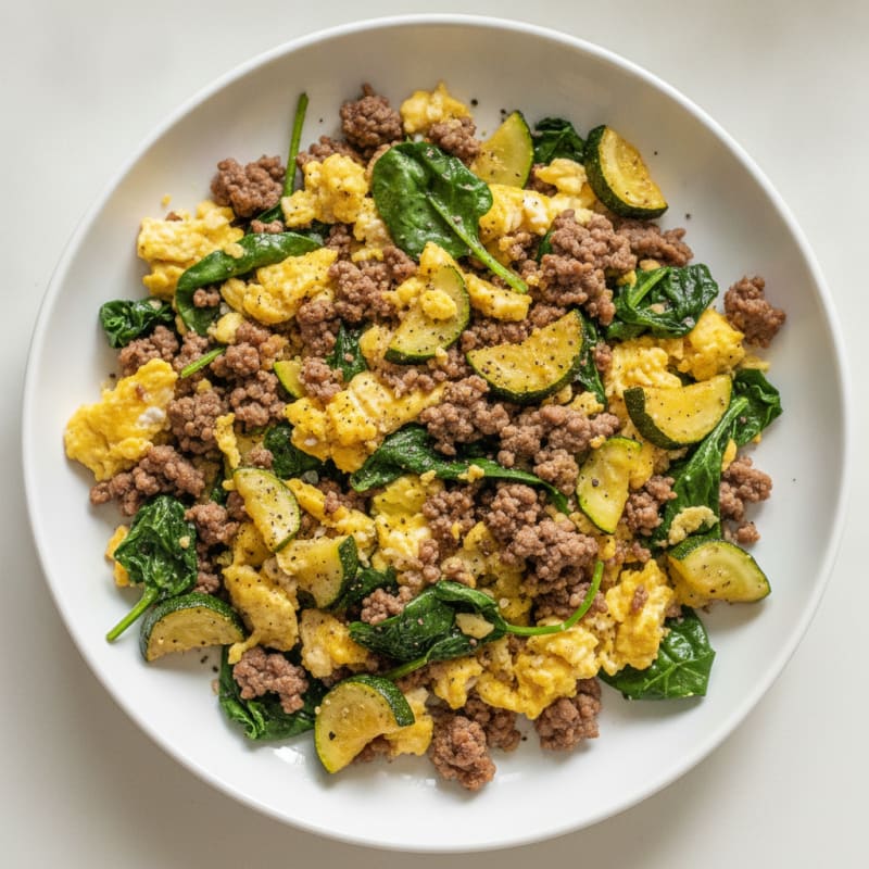 Eggs with Ground Beef and Roasted Vegetables