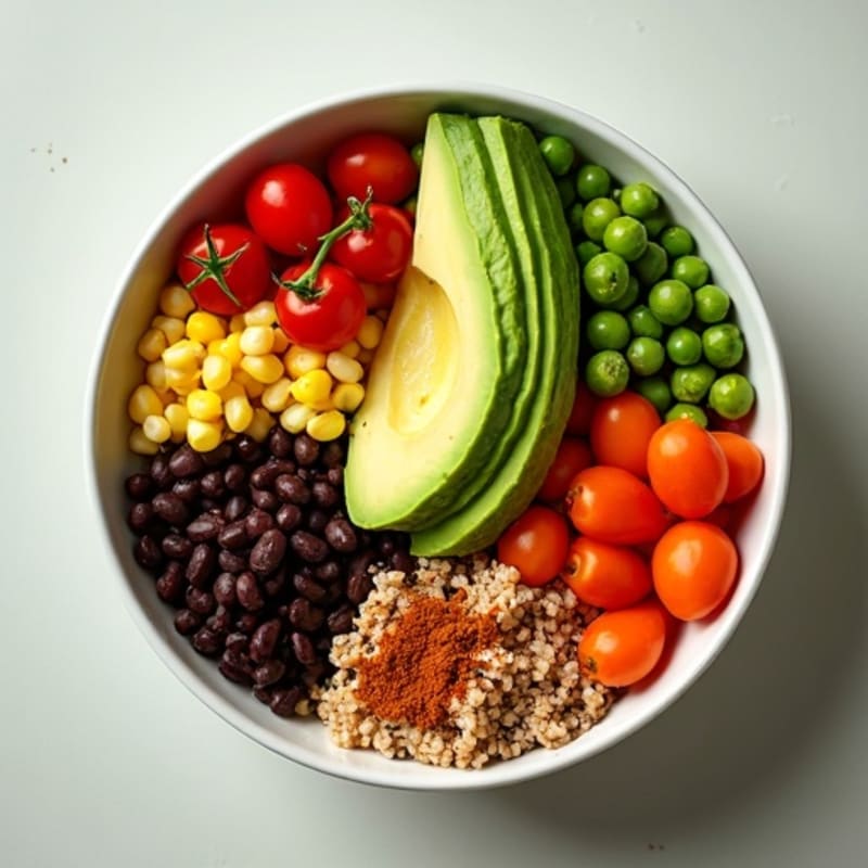 Spicy Black Bean Quinoa Bowl with Lime Avocado