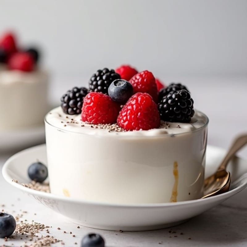 Silky Greek Yogurt Protein Pudding with Mixed Berries